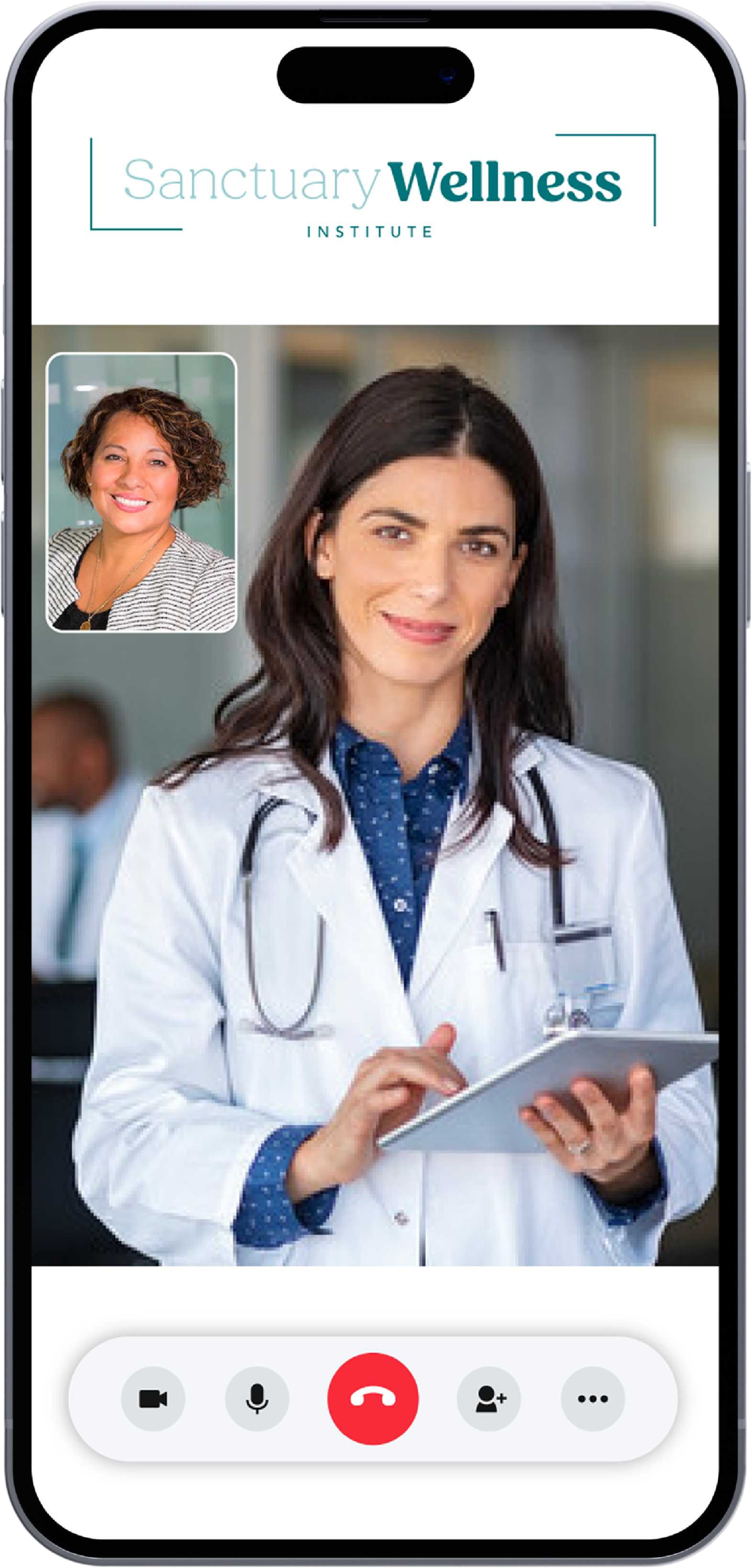 Video conference weight loss doctor on mobile device
